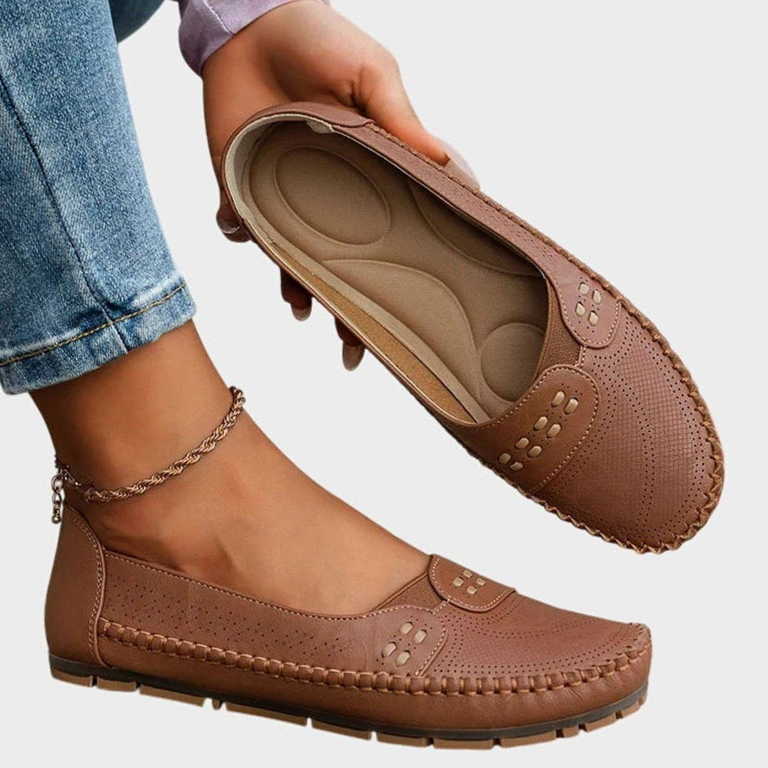 Women's Orthopedic Slip-On Breathable Perforated Flats