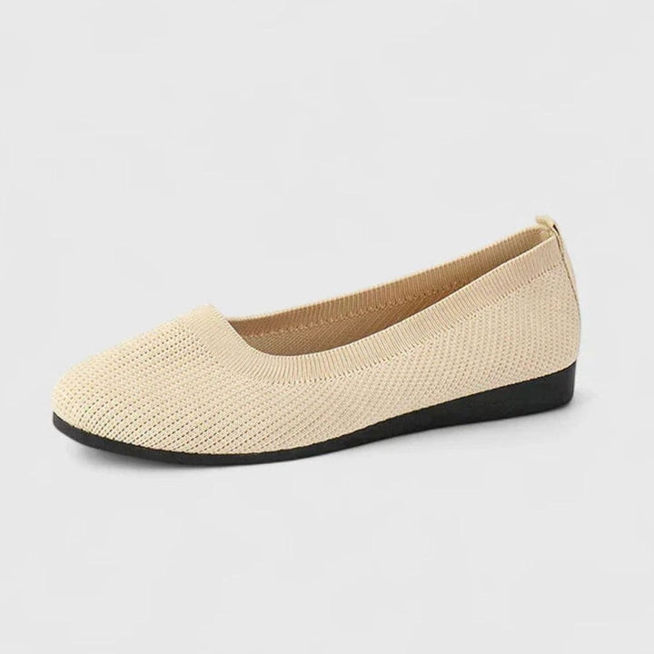 Women's Orthopedic Slip-On Knit Flats Arch Support Non-Slip Sole - Cream