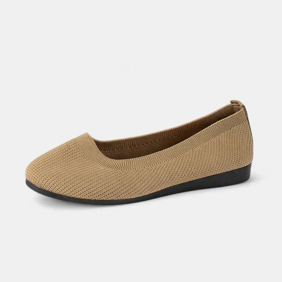 Women's Orthopedic Slip-On Knit Flats Arch Support Non-Slip Sole - Khaki