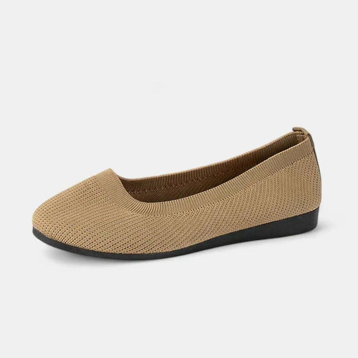 Women's Orthopedic Slip-On Knit Flats Arch Support Non-Slip Sole - Khaki