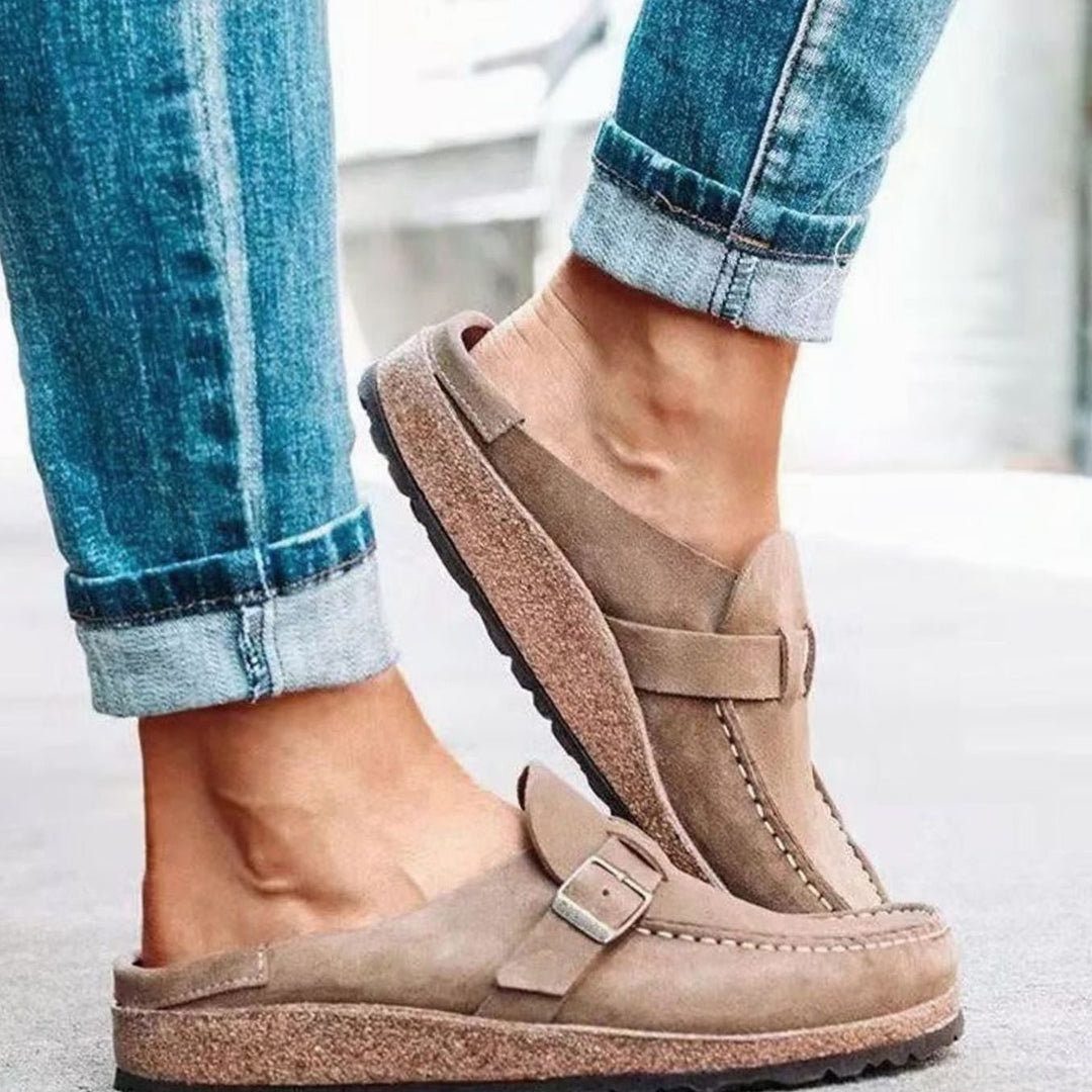 Women's Orthopedic Slip-On Suede Buckle Strap Clogs