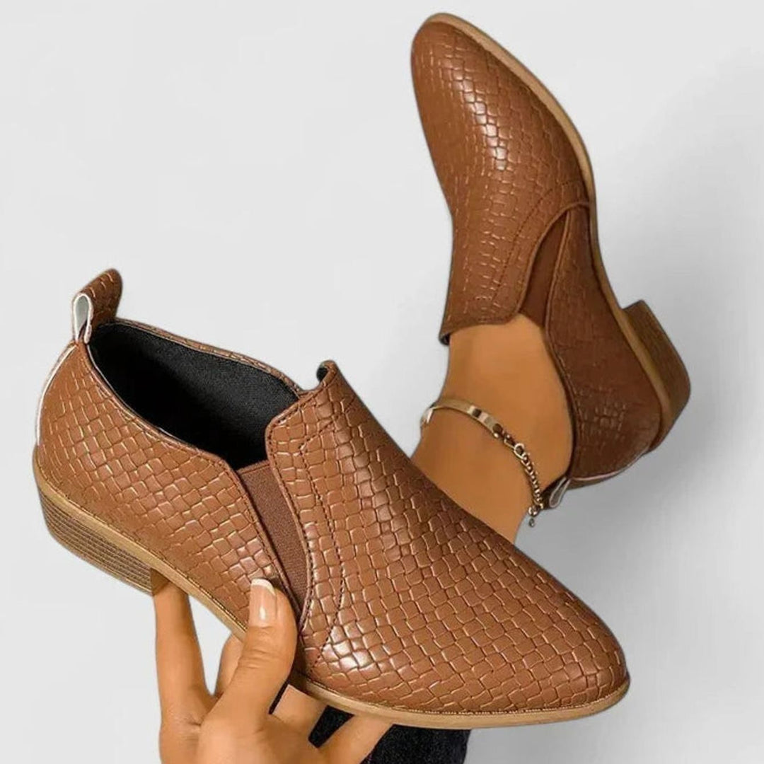 Women's Orthopedic Slip-On Woven-Embossed Low-Heel Ankle Boots