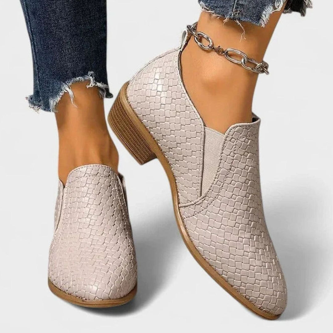 Women's Orthopedic Slip-On Woven-Embossed Low-Heel Ankle Boots