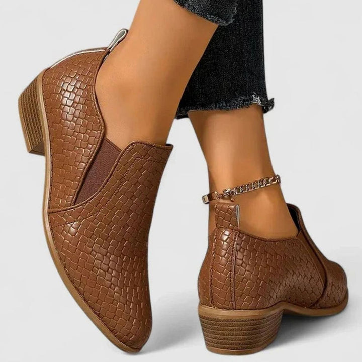 Women's Orthopedic Slip-On Woven-Embossed Low-Heel Ankle Boots