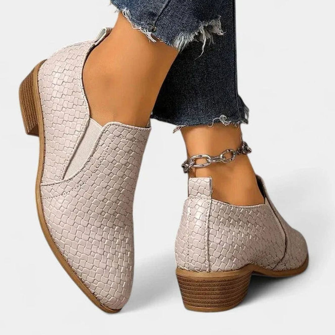 Women's Orthopedic Slip-On Woven-Embossed Low-Heel Ankle Boots