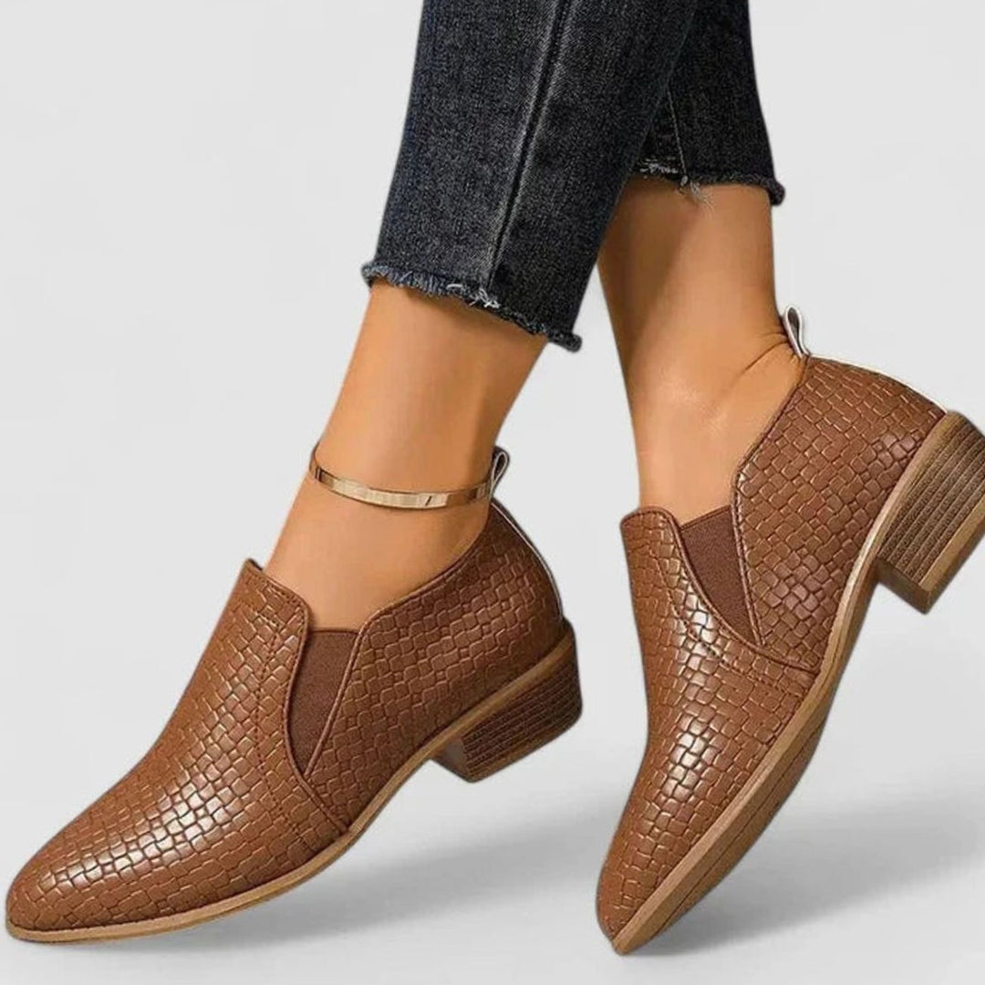 Women's Orthopedic Slip-On Woven-Embossed Low-Heel Ankle Boots