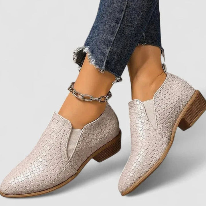 Women's Orthopedic Slip-On Woven-Embossed Low-Heel Ankle Boots