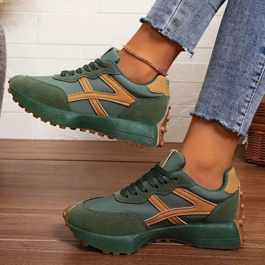 Women's Orthopedic Sneakers Lace-Up Platform Trainers - Green