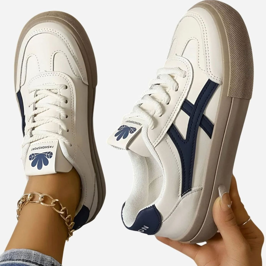Women's Orthopedic Sneakers Wide-Heel Lace-Up Low-Top Court Shoes