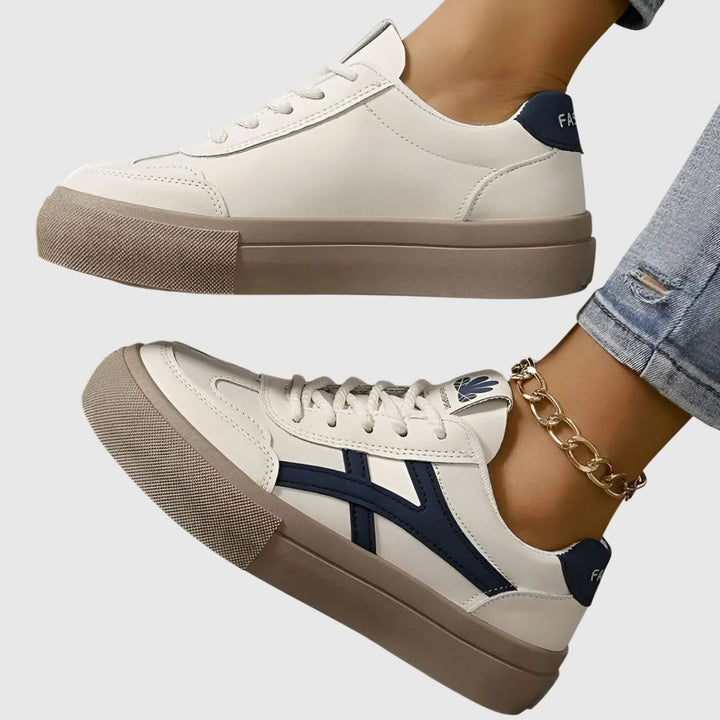 Women's Orthopedic Sneakers Wide-Heel Lace-Up Low-Top Court Shoes