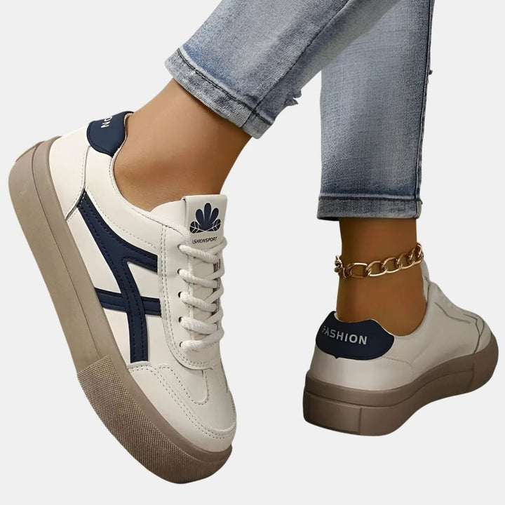 Women's Orthopedic Sneakers Wide-Heel Lace-Up Low-Top Court Shoes