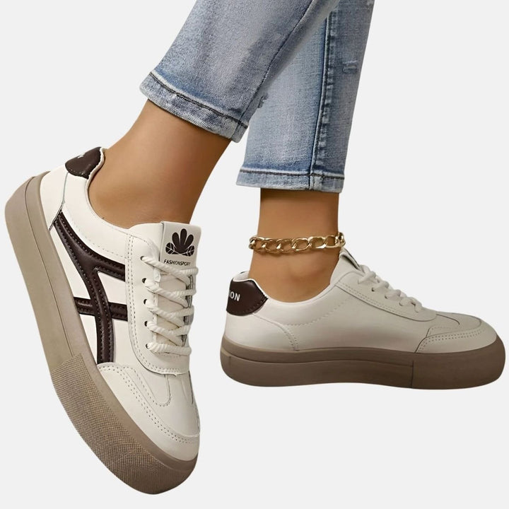 Women's Orthopedic Sneakers Wide-Heel Lace-Up Low-Top Court Shoes