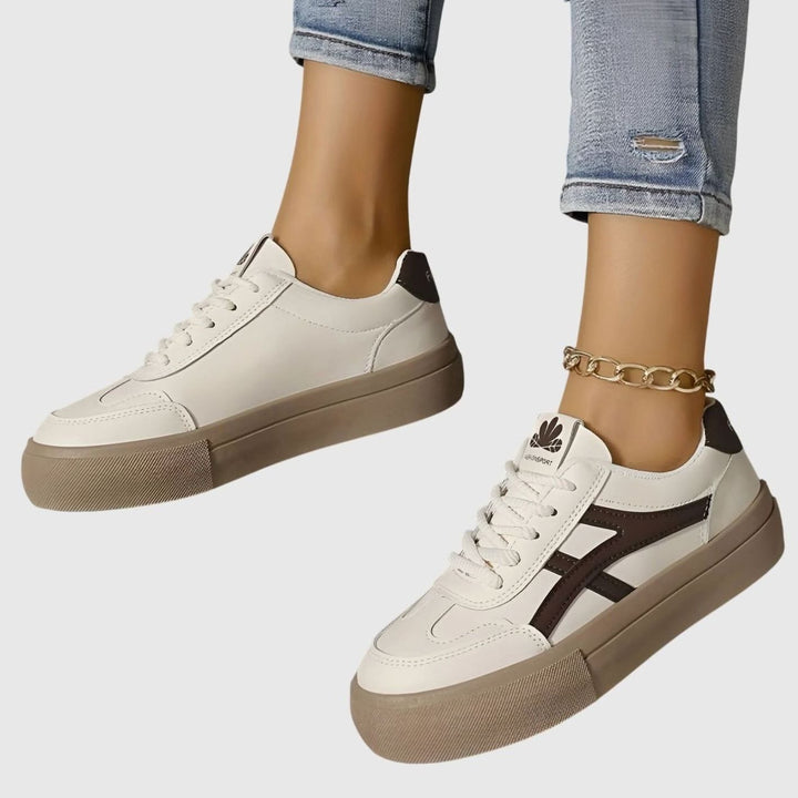 Women's Orthopedic Sneakers Wide-Heel Lace-Up Low-Top Court Shoes