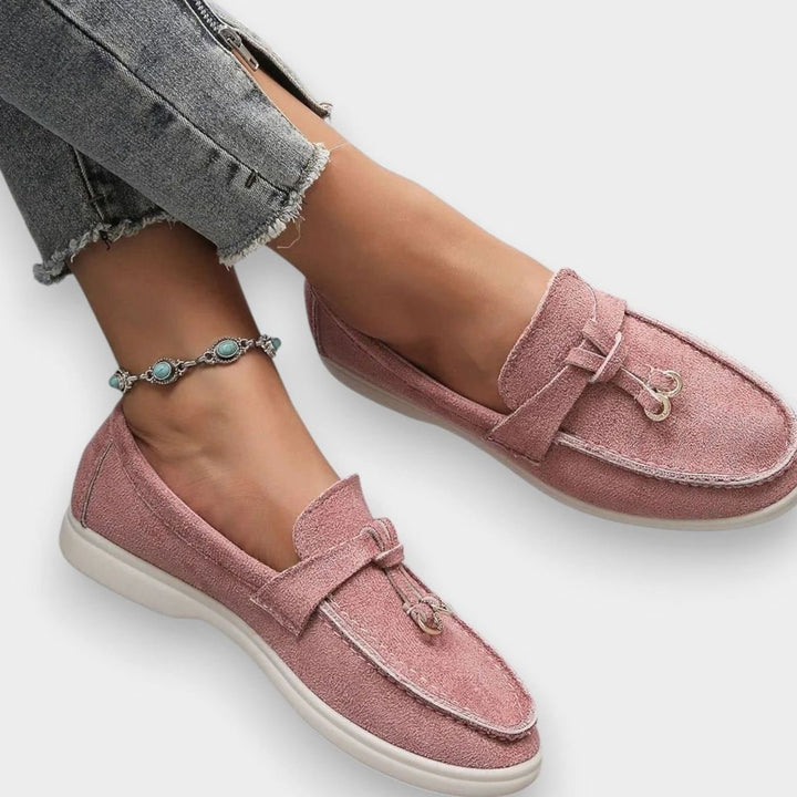 Women's Orthopedic Suede Tassel Slip-On Loafers - Pink