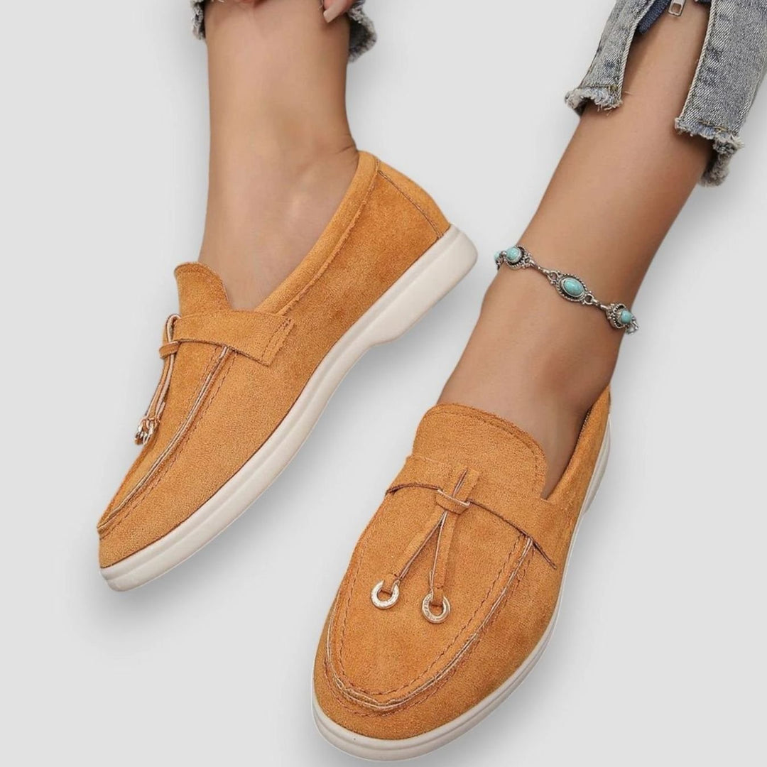 Women's Orthopedic Suede Tassel Slip-On Loafers - Orange