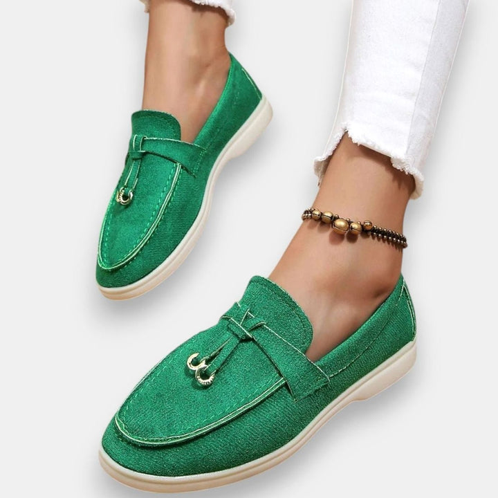 Women's Orthopedic Suede Tassel Slip-On Loafers - Green