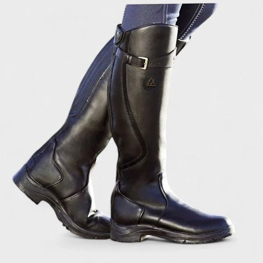 Women's Orthopedic Tall Buckle Riding Boots - Black