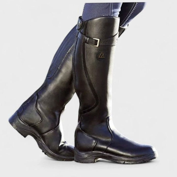 Women's Orthopedic Tall Buckle Riding Boots - Black