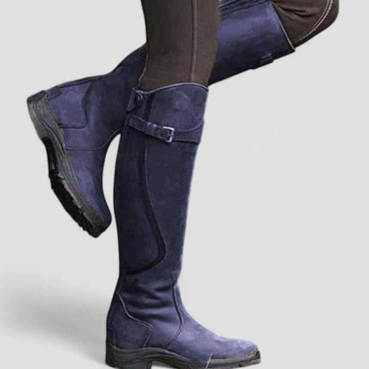 Women's Orthopedic Tall Buckle Riding Boots - Blue