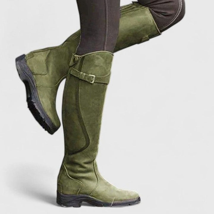 Women's Orthopedic Tall Buckle Riding Boots - Green