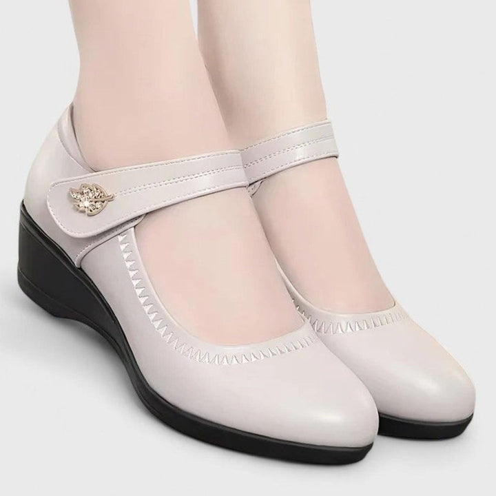 Women's Orthopedic Wedge Mary Jane Shoes Cushioned Ankle-Strap - Beige