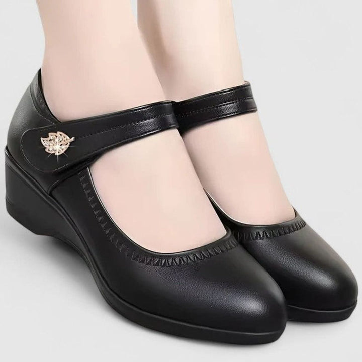Women's Orthopedic Wedge Mary Jane Shoes Cushioned Ankle-Strap - Black