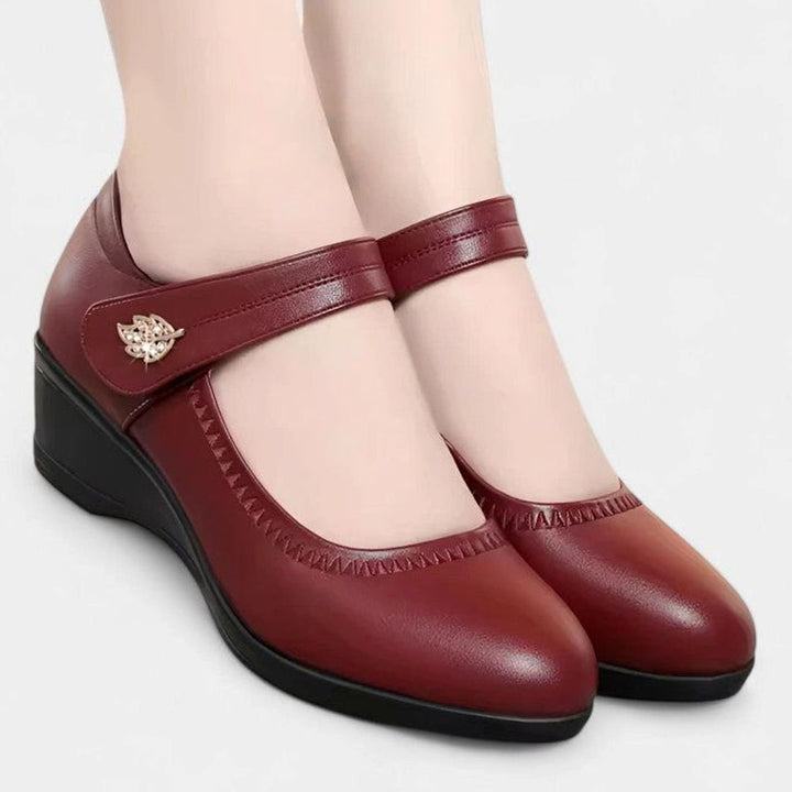 Women's Orthopedic Wedge Mary Jane Shoes Cushioned Ankle-Strap - Red