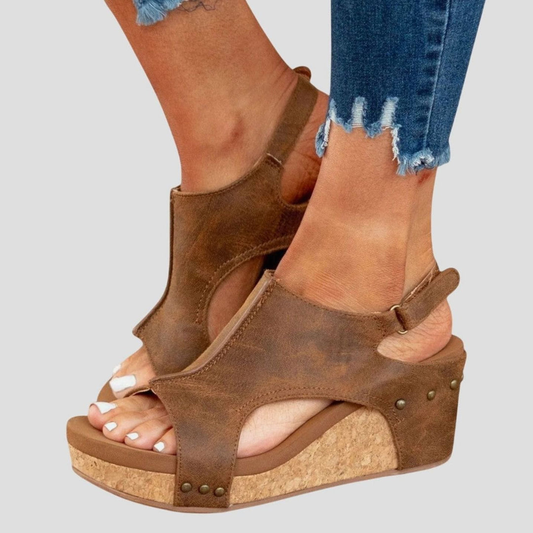 Women's Orthopedic Wedge Sandals Cushioned Open-Toe Buckle Platform