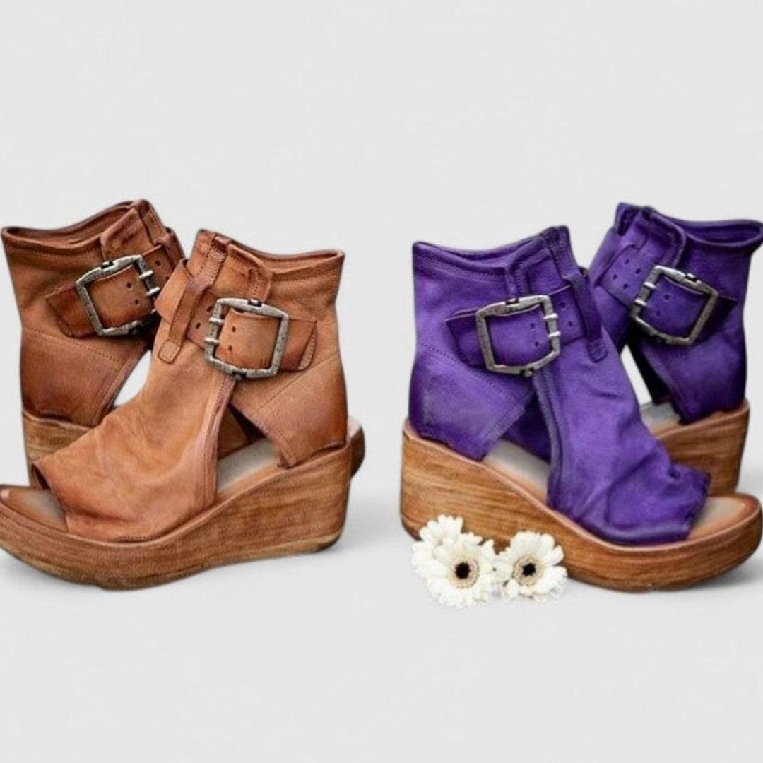 Women's Orthopedic Wedge Sandals Triple Arch Support Buckle Platform