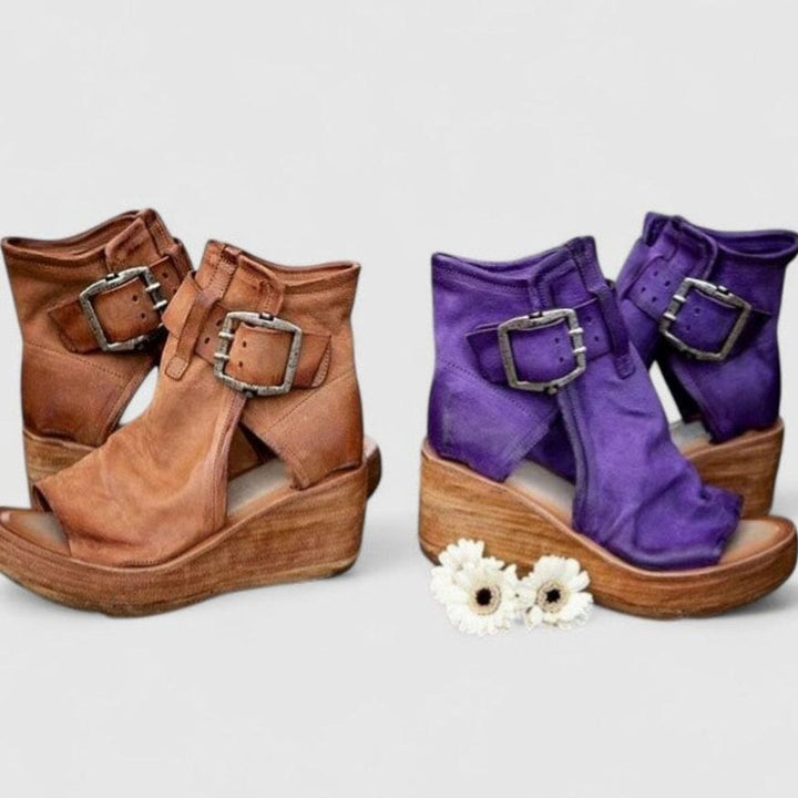Women's Orthopedic Wedge Sandals Triple Arch Support Buckle Platform