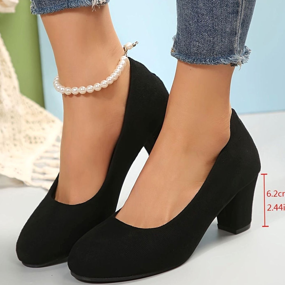 Women's Orthopedic Wide-Toe-Box Block-Heel Suede Pumps