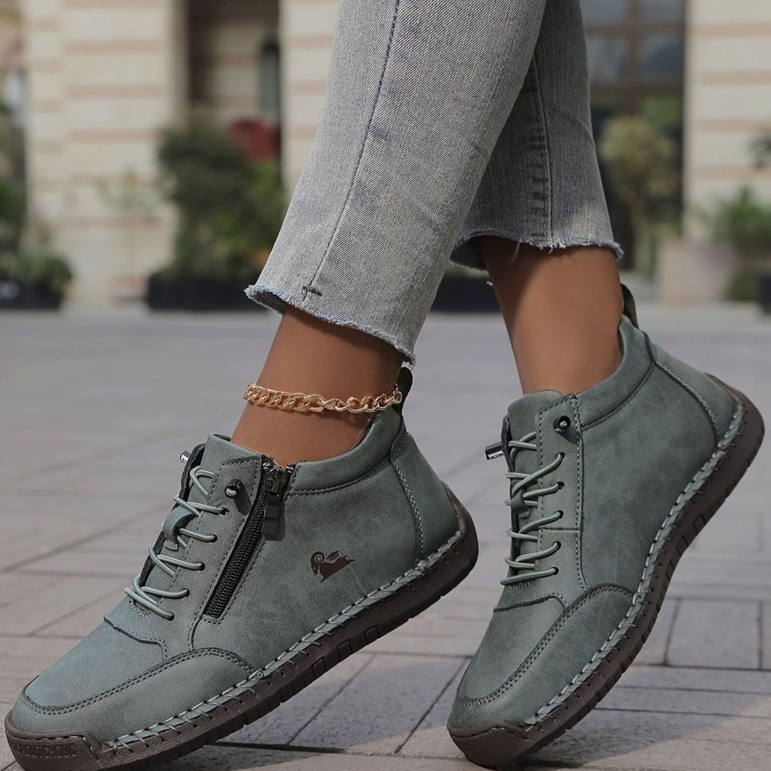 Women's Orthopedic Wide Toe Box Lace-Up Ankle Boots Non-Slip - Green