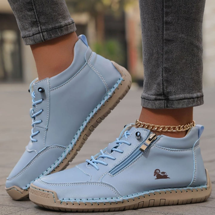 Women's Orthopedic Wide Toe Box Lace-Up Ankle Boots Non-Slip - Light Blue