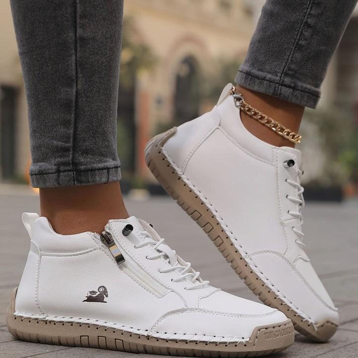 Women's Orthopedic Wide Toe Box Lace-Up Ankle Boots Non-Slip - White