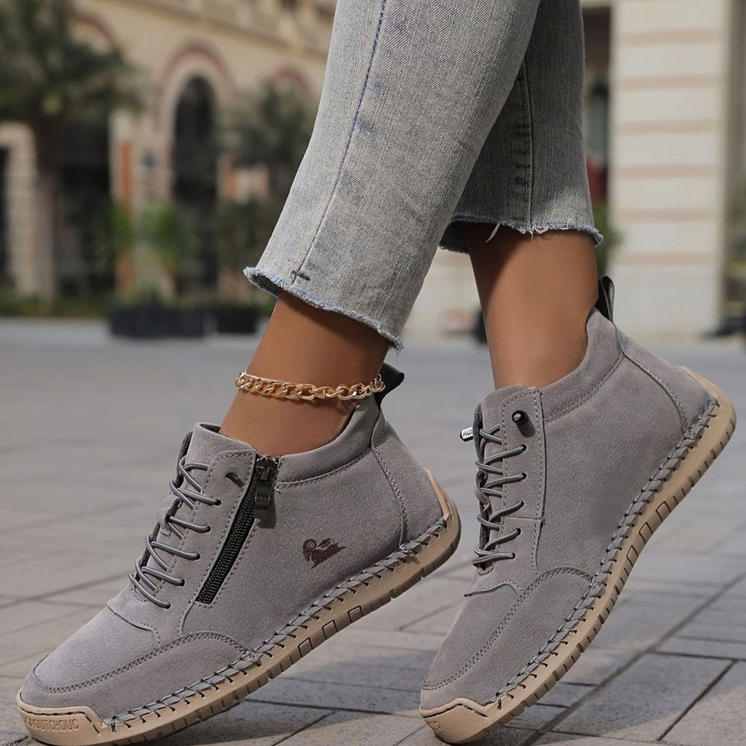 Women's Orthopedic Wide Toe Box Lace-Up Ankle Boots Non-Slip - Gray