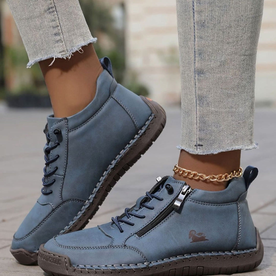 Women's Orthopedic Wide-Toe-Box Lace-Up Side-Zip Ankle Boots