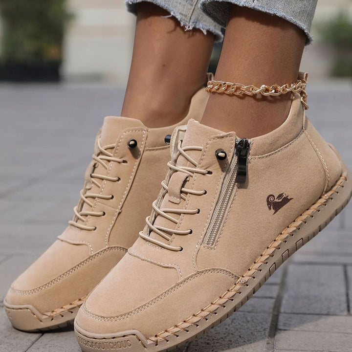 Women's Orthopedic Wide-Toe-Box Lace-Up Side-Zip Ankle Boots