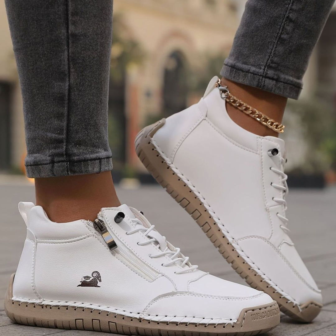 Women's Orthopedic Wide-Toe-Box Lace-Up Side-Zip Ankle Boots