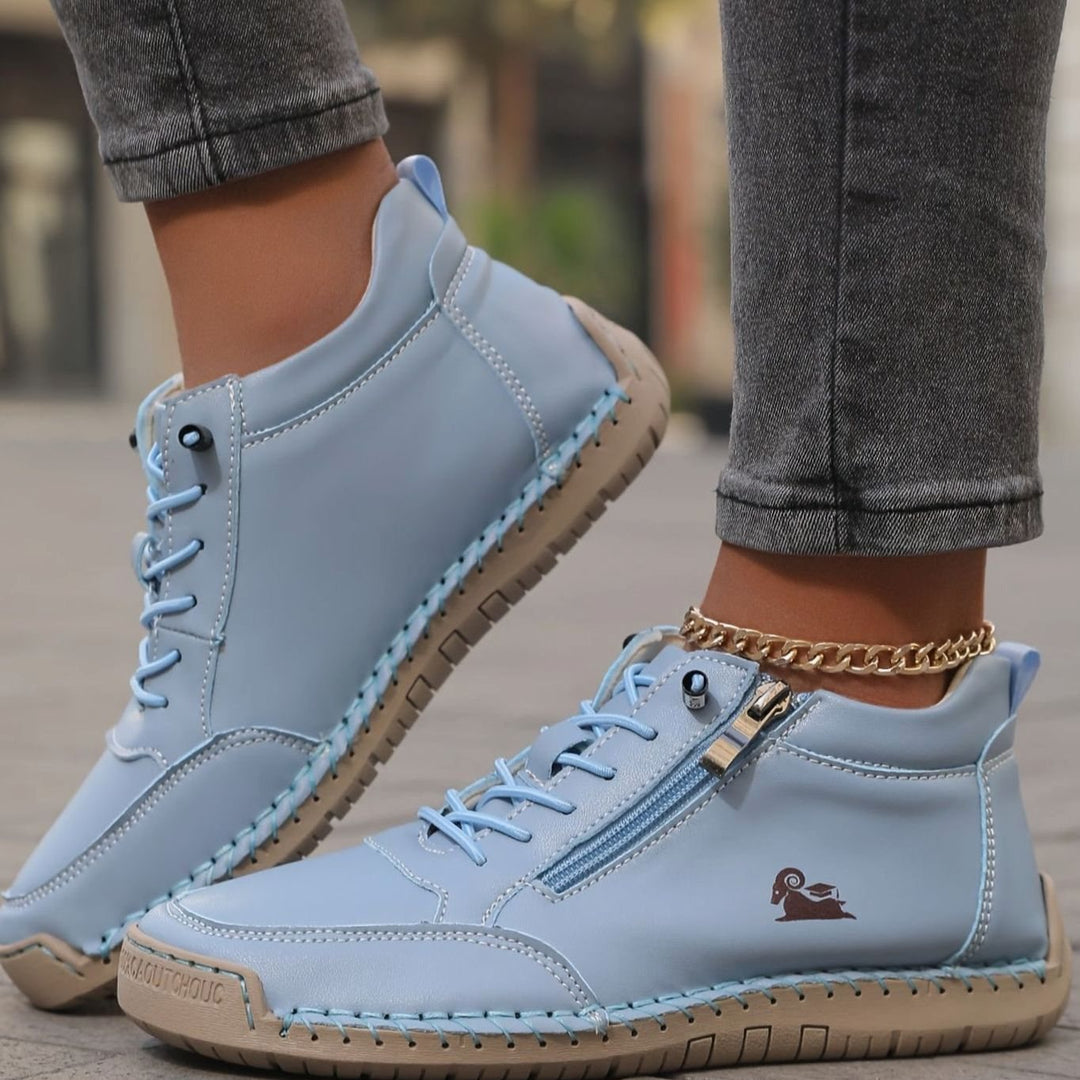 Women's Orthopedic Wide-Toe-Box Lace-Up Side-Zip Ankle Boots