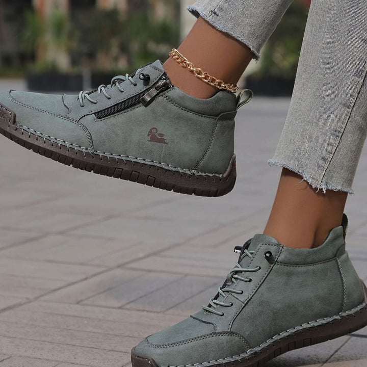 Women's Orthopedic Wide-Toe-Box Lace-Up Side-Zip Ankle Boots