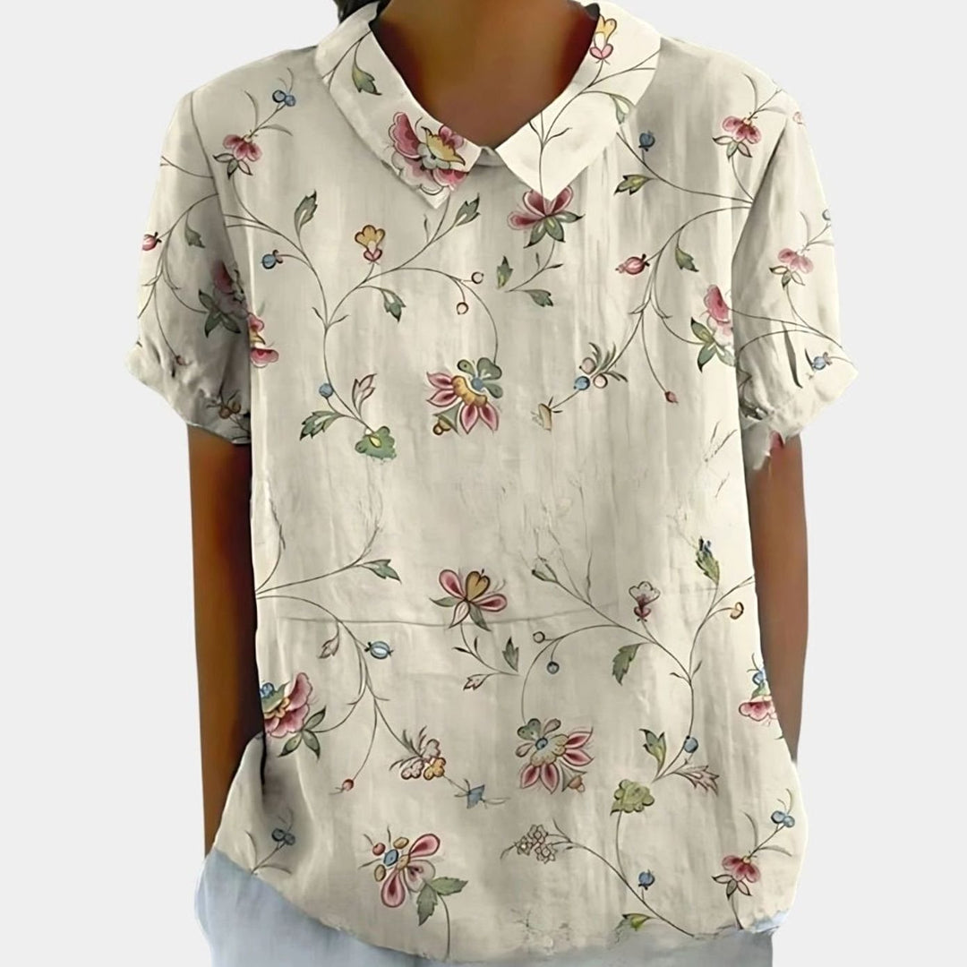 Women's Relaxed-Fit Floral Print Short-Sleeve Blouse