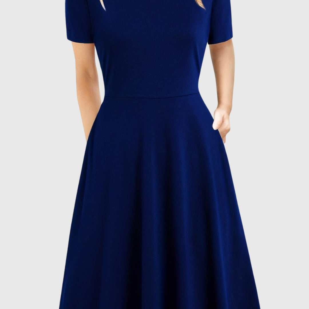 Women's Retro A-Line Short-Sleeve Round-Neck Summer Dress