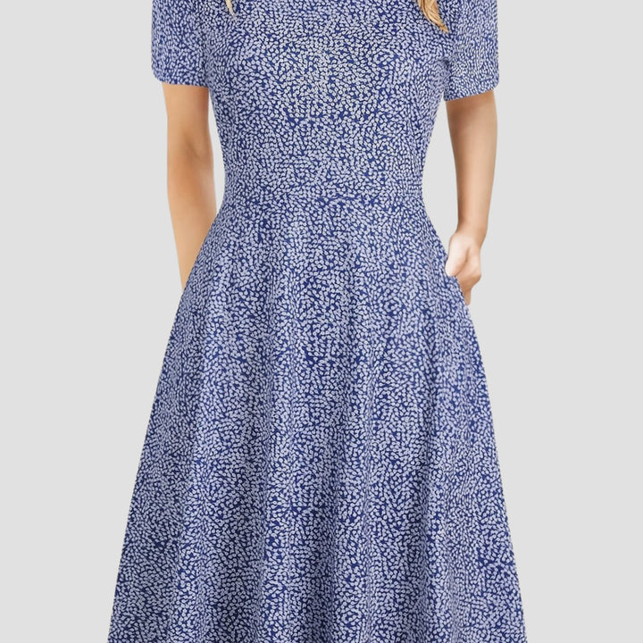 Women's Retro A-Line Short-Sleeve Round-Neck Summer Dress