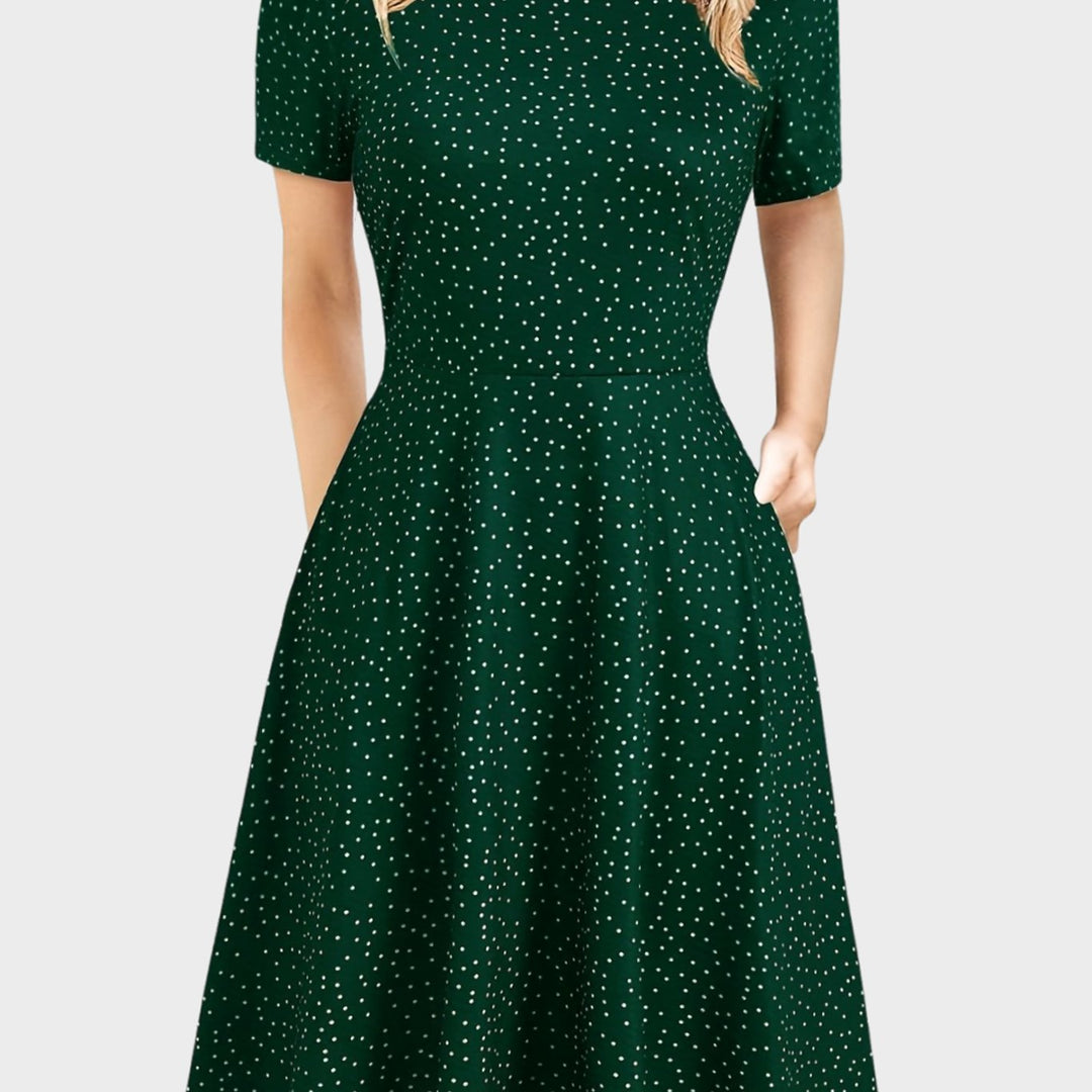 Women's Retro A-Line Short-Sleeve Round-Neck Summer Dress