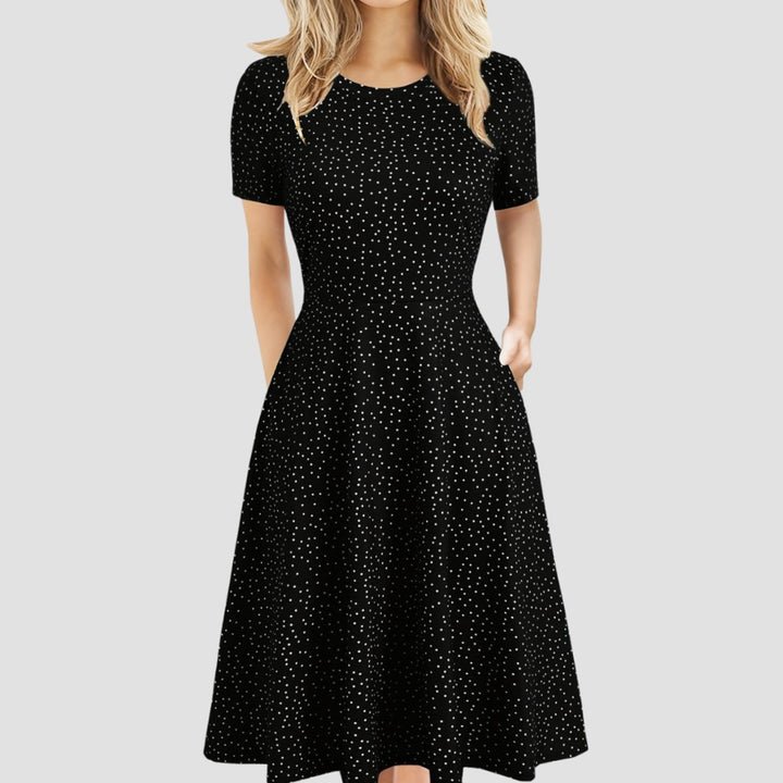 Women's Retro A-Line Short-Sleeve Round-Neck Summer Dress