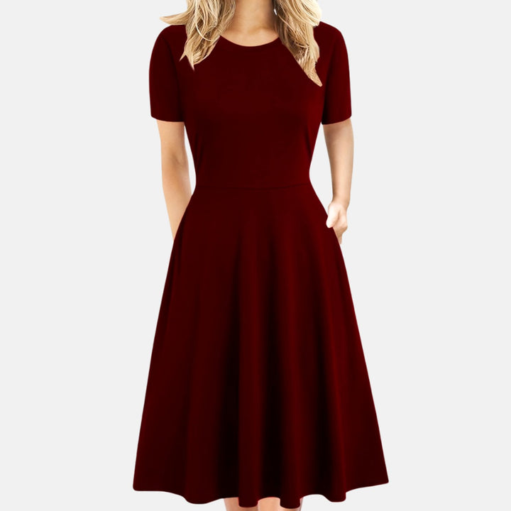 Women's Retro A-Line Short-Sleeve Round-Neck Summer Dress