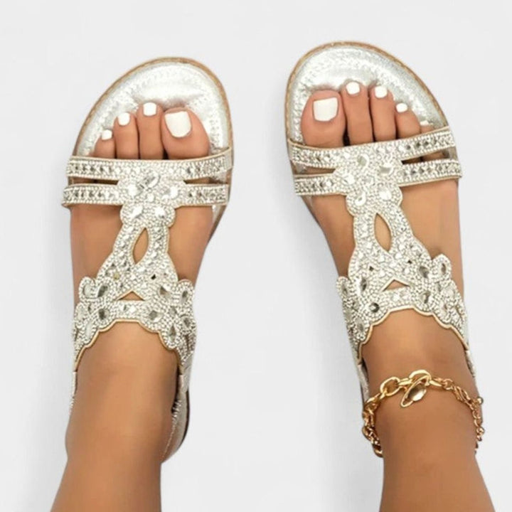 Women's Rhinestone Embellished Orthopedic Sandals Open-Toe Flat