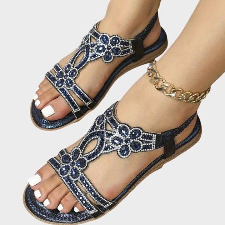 Women's Rhinestone Flat Slingback Orthopedic Sandals