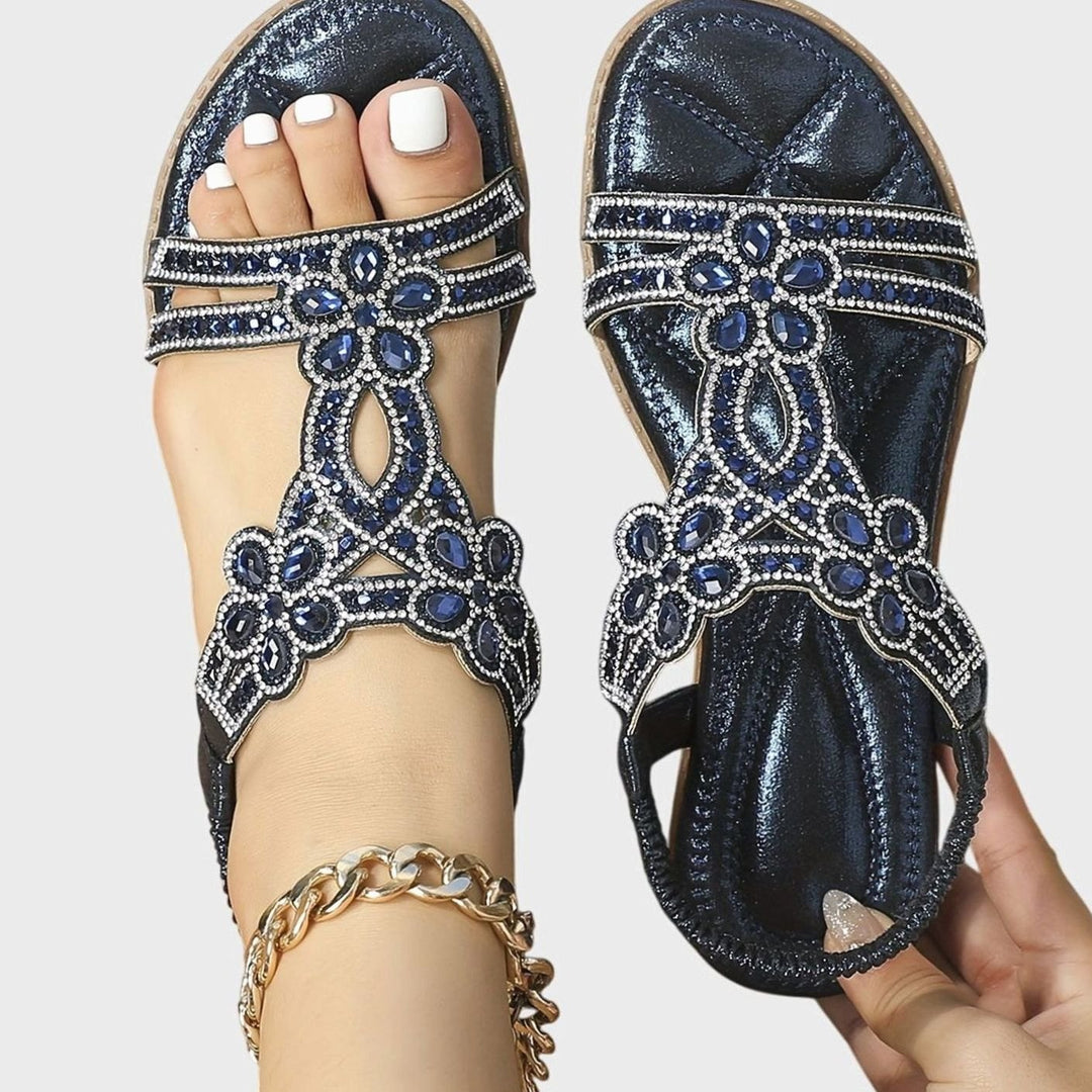Women's Rhinestone Flat Slingback Orthopedic Sandals