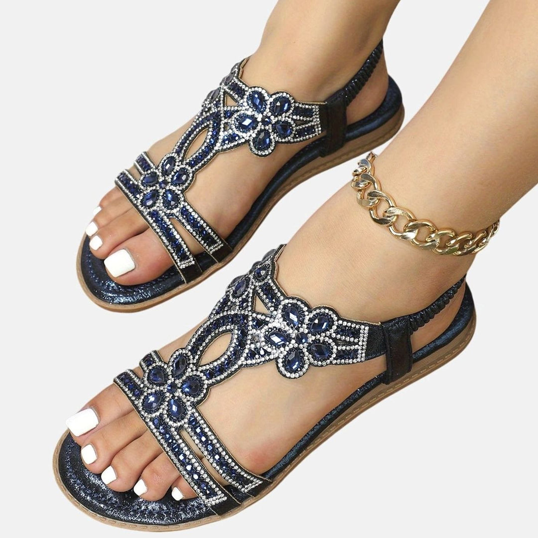 Women's Rhinestone Flat Slingback Orthopedic Sandals